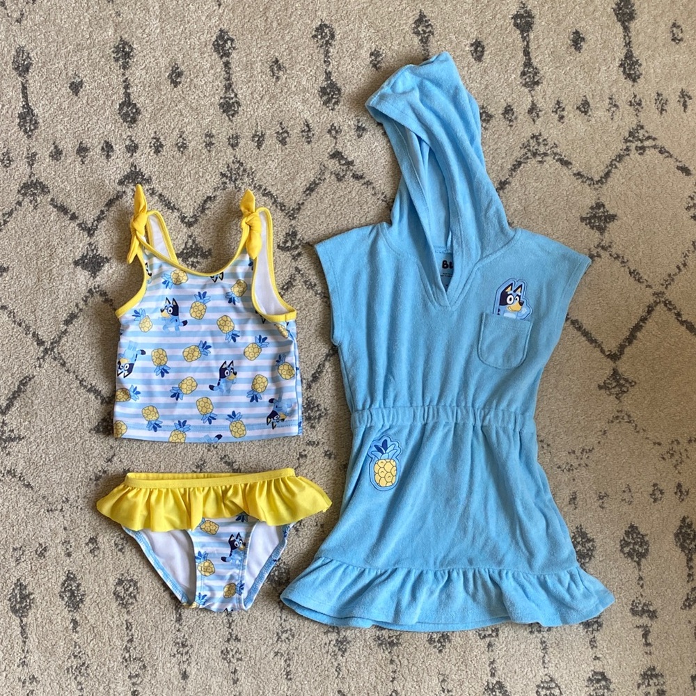 Lucy Yellow and Blue Swimsuit with Bow Accents